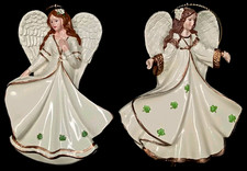 VTG 2000s Hawthorne Village Emerald Elegance Angel Christmas Ornament Set picture