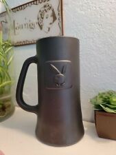 Playboy Bunny Embossed Logo Black Frosted Beer Mug Stein Glass Barware Drinkware picture