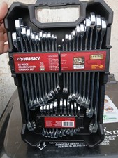 Husky 32 Piece Combination Wrench Set SAE/MM Organizer Tray Storage Case picture