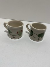 2 Hartstone Traditional Cups/Holiday Holly Berry Mistletoe 1990 Handmade picture