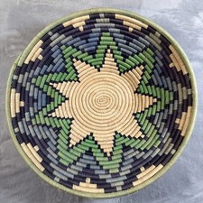 African Wall Basket, Rwanda, Woven Bowl, Natural Sisal Fiber, Centerpiece, 14” picture