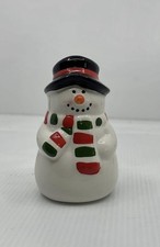 New Vintage Ceramic Snowman Toothpick Holder  Holiday Winter Table Decor picture