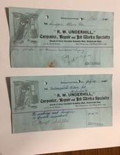 2 Vintage R W Underhill Indianapolis Billheads 1910-FREE SHIPPING picture