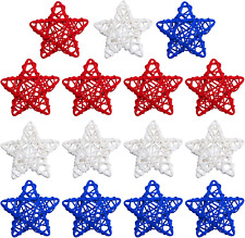 15 Pcs 4Th of July Star Shaped Rattan Balls Decoration, 3.5 Inch Red White and B picture