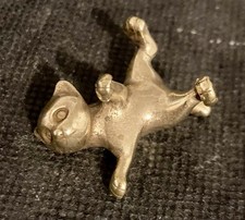 Playful Cat on It's Back Handcrafted Brass 1 1/4