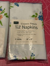 Set of 4 Country French Sears Dinner Napkins Floral Vtg NOS picture