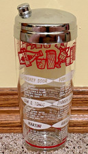Vintage MCM Anchor Hocking Cocktail Shaker Bar Recipes Jigger Alcohol *READ DES* picture