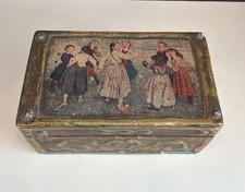 Antique Lacquered Wood Trinket Box Hans Thoma Children Dancing Florentine picture