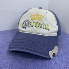 Corona Extra Hat Blue White Bling Rhinestone Crown Beer Bottle Opener On Brim picture