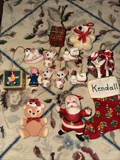 Vintage Flocked Christmas Ornament Elephant & Mouse Train & More Made In Japan picture