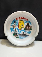 Vintage Alabama Souvenir Ceramic Ashtray Huntsville Vulcan Montgomery Gold Rim picture