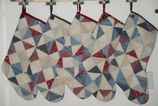 Handmade Recycled Vintage Quilt Christmas Stocking Country Patchwork UPCYCLED picture