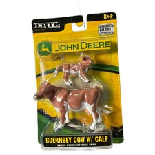 Ertl John Deere Guernsey Cow with Calf Figures #37383 NOS 2005 Sealed on Card picture
