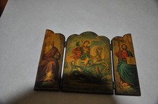 Greek Orthodox Nativity Icon Triptych Folding Religious Icon Wood Plaque picture