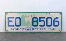Vintage Tasmania License Plate EO 8506 Your Natural State Thylacine Tassie Tiger picture