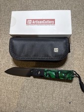 Artisan Holm - Black & Green Acrylic Handle, AR-RPM9 Steel Blade. 1875P-GNA picture