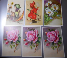 Lot of 6 Vintage Alfred Mainzer Flowers Postcards Belgium LITTLE GIRLS & FLOWERS picture