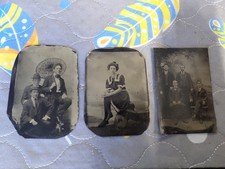 Lot Of 3 Tintype Photos Victorian Clothes Tinted Beautiful Style Men Women  picture