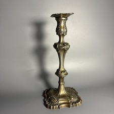Antique French Rococo Style Candlestick With Removable Bobeche -10.5in Tall picture