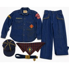 Vintage Boy Scouts BSA Uniform Lot Shirt Pants Hat Belt Scarf Youth Costume picture