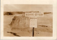 Beehive Geyser Yellowstone Sepia Photograph c1910s Canyon Sign & Crease picture