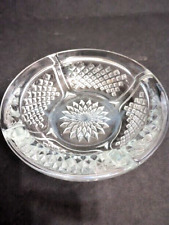 Heavy Pressed Clear Glass Diamond Cut Ashtray, Excellent Condition picture
