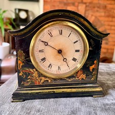 Antique Swiss Chinoiserie Mantel Clock Platform Escapement Serviced 1930s picture