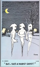 1956 NUDISTS Comic Postcard 