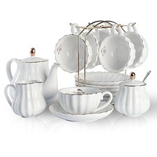 Porcelain Tea Sets British Royal Series, 8 OZ Cups& Saucer Service for 6, with picture