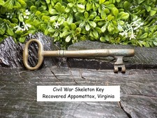 Old Rare Vintage Antique Civil War Relic Brass Skeleton Key Appomattox, Virginia picture