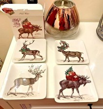 Pottery Barn plate Christmas holiday appetizer party dessert tid bit SET 4 = picture