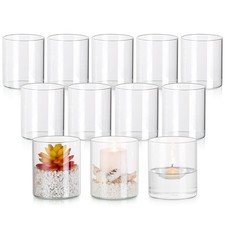 Glasseam Glass Hurricane Candle Holder Set of 12, 4 inch Clear Cylinder Vase picture