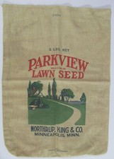 Vtg Northrup King Parkview Lawn Grass Seed Bag Bemus Mn Sack Advertisement picture