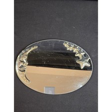 Vintage Celestial Oval Mirror Tray Gold Crescent Moon and Stars Vanity Decor 10