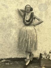 Y2 Photograph Artistic 1930-40's Pretty Woman Grass Skirt Hula Leis  picture
