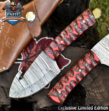 CSFIF Handmade Skinner Knife w/Gut Hook Twist Damascus Hard Wood Hiking picture