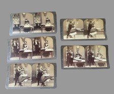 5 Antique Underwood Stereoviews Newlyweds French Cook Comic Series Nos 1-5 picture