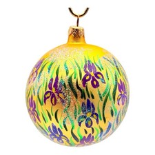 Christopher Radko Iris Dreams Glass Ornament Floral Purple Flower Ball 96-197-0 picture