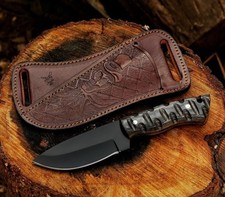 Fixed Blade Carbon Steel Hunting Knife with Leather Sheath, 8'' Full Tang Hun... picture