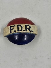 Vintage FDR Roosevelt Campaign Pinback Button Red Blue Political Pin Badge picture