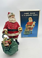 Vtg Santa's World Fabric Mache Singing Santa Table Piece In Orig. Box 11