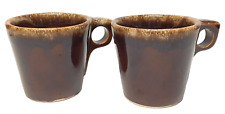 Vintage Hull USA Brown Drip Glaze Pottery Mugs Mid Century Modern Retro Set of 2 picture