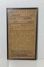 Antique AMERICAN SILK EMBROIDERED NEEDLEWORK SAMPLER 19th Century Signed picture