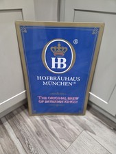 Vintage HB HOFBRAUHAUS MUNCHEN Beer Tin Sign Germany Bavarian Kings Tacker Pub picture