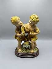 Vintage Marwal Chalkware Statue Children Cherubs Playing Figure Sculpture Art picture