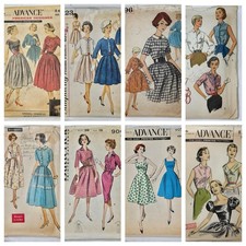 Vintage Lot/8 c1940s Sewing Patterns Advance Used/Cut Bust 36 AS-IS Vtg Size 16 picture