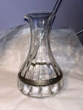 VTG Leaded Crystal Glass Decanter ‘Lavorato A Mano’ Silver Italian Greek Key New picture