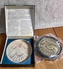 50 YEAR PERPETUAL CALENDAR PAPERWEIGHT BRASS & MARBLE 2017-2066 NIB picture