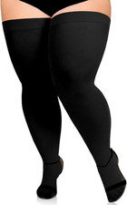 Plus Size Thigh High Stockings for Thick Thighs- Extra Long Womens Black picture