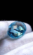 Rare 2 Pieces in 1 Blue Topaz With Rare Rainbow schiller effect : 24 Carats picture